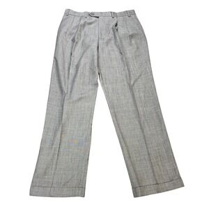 W.H. Belk Wool Pleated Cuffed Dress Pants Men's Size W36 L30 Gray  Slacks